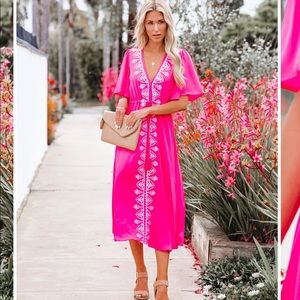 Vici presidio embroidered tassel midi dress